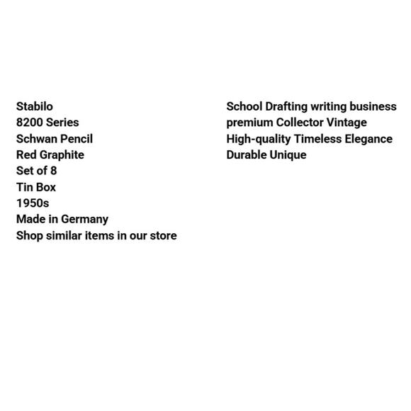 Vintage Stabilo 8200 Series Schwan Pencil Red Graphite Set 8 with Tin Box 50s - Picture 3 of 16